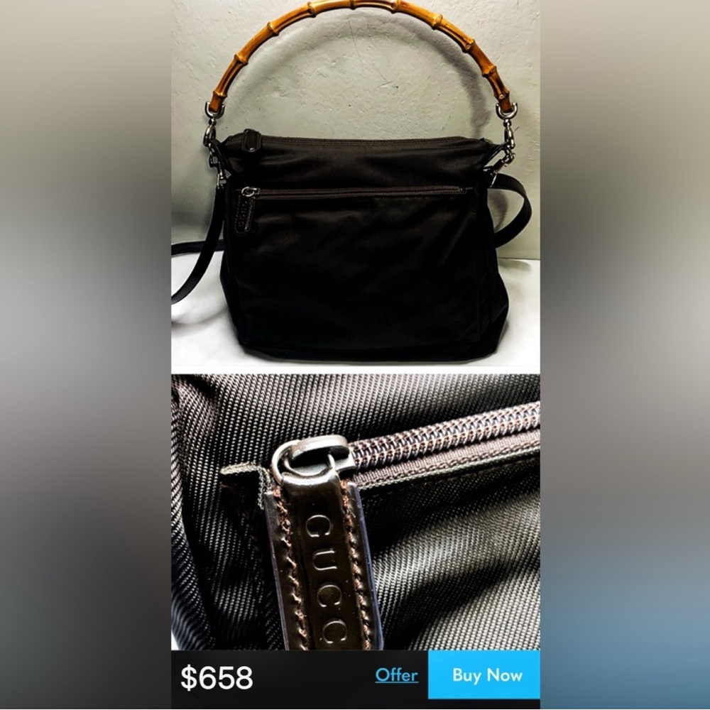 Authentic Vintage Gucci Black Bag with Bamboo Accent handbag - Picture 6 of 17